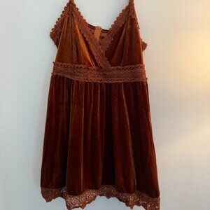 Plus Size Cider Burnt Orange Velvet Dress